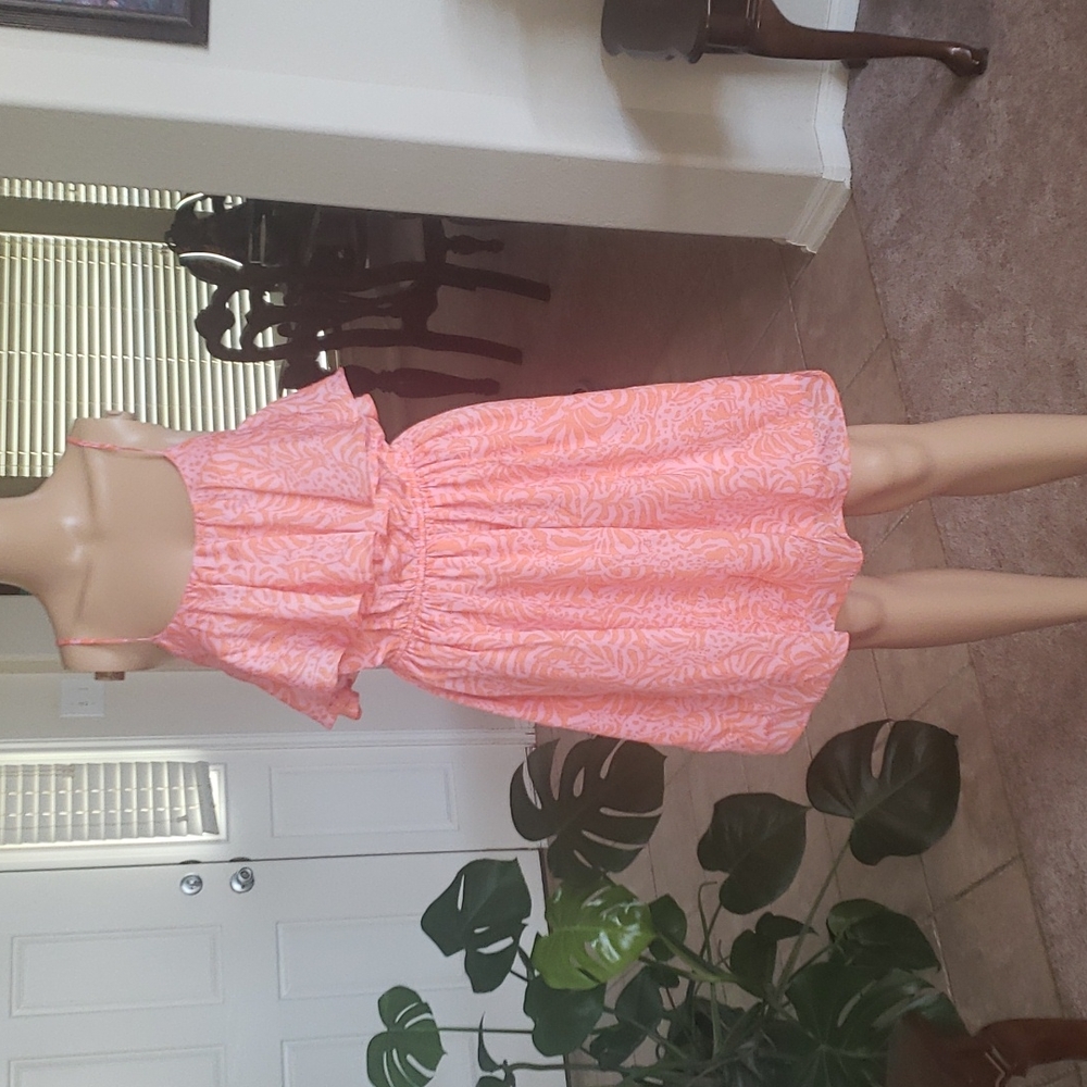 Lilly Pulitzer s neon pink squiggles spaghetti strap flounce elastic waist